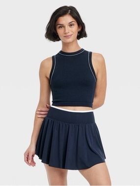 all in motion Navy Waffle Knit Cropped Tank